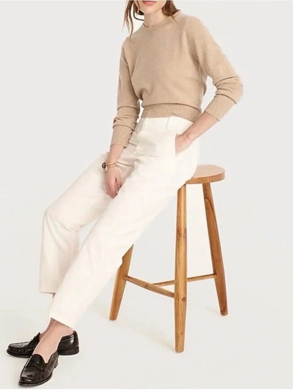 J.Crew Slouchy Boyfriend Chino Pants Women’s 27 Reimagined Ivory/Cream Straight